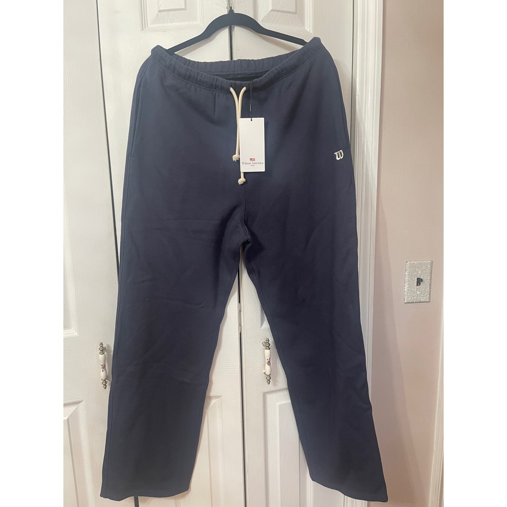 Wilson America Classic Navy Sweatpants Mens Large Fleece Joggers Made in USA NEW